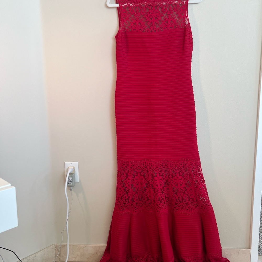 Tadashi Shoji Red Lace Maxi Dress